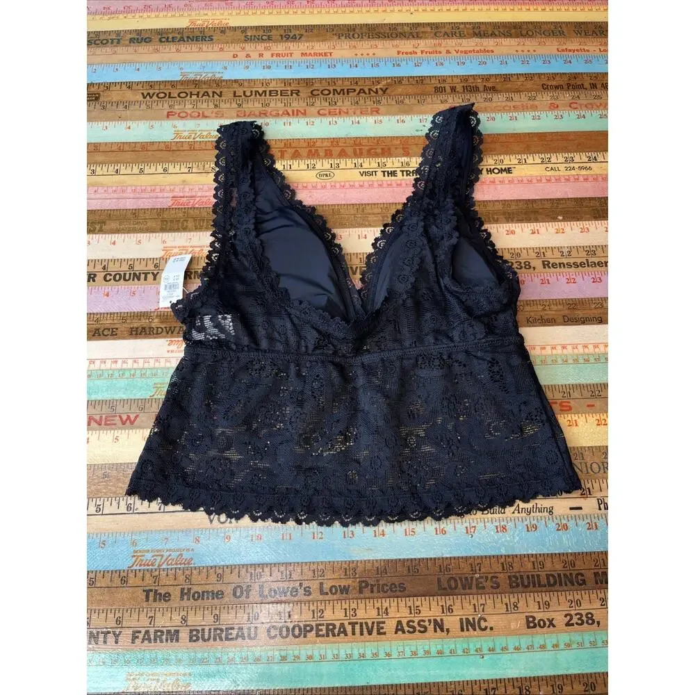 NEW Aerie S Show Off Paisley Lace Light Pads Plunge Tank Top Bra Black $39 - Picture 3 of 10